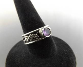 .925 Sterling Silver Amethyst Ring Size 5.75
