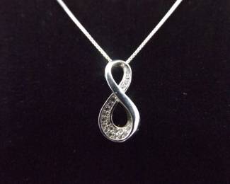 .925 Sterling Silver Crystal Accented Infinity Pendant Necklace
