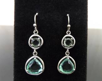 .925 Sterling Silver SILPADA Seychelles Green Sea Foam Hook Dangle Earrings
