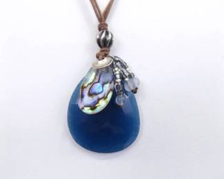 .925 Sterling Silver SILPADA Blue Stone Mother of Pearl Accented Pendant Necklace
