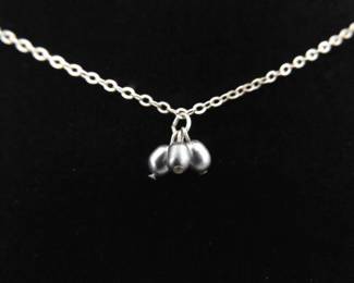 .925 Sterling Silver Black Pearl Necklace

