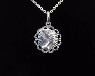.925 Sterling Silver Egyptian Queen Pendant Necklace
