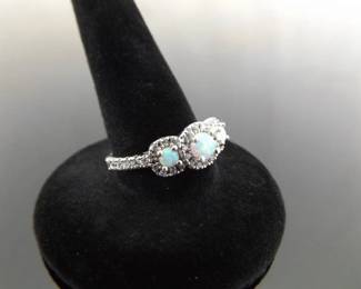 .925 Sterling Silver Dichroic Opal Ring Size 7
