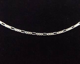 .925 Sterling Silver Figaro Link Necklace
