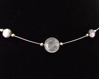 .925 Sterling Silver SILPADA Mother of Pearl and Crystal Necklace

