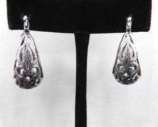 .925 Sterling Silver SILPADA Filigree Hoop Latch Earrings
