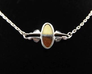 .925 Sterling Silver Designed Inline Pendant Choker Necklace
