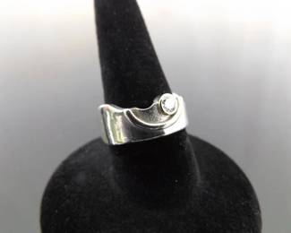 .925 Sterling Silver Diamond Ring Size 5
