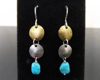 .925 Sterling Silver SILPADA Turquoise Hook Dangle Earrings
