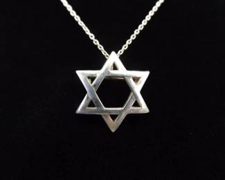 .925 Sterling Silver Star of David Pendant Necklace
