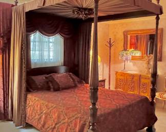 Queen 4 post bed with custom made canopy