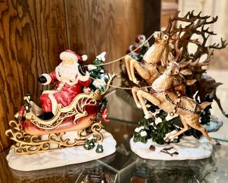 Large porcelain Santa and reindeer