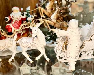 Large porcelain Santa and reindeer