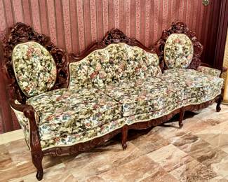 Victorian style upholstered sofa