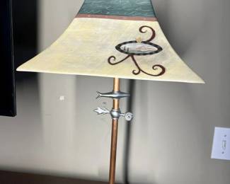 1 Janna Ugone Originals Collection Copper Table Lamp With Leaf Larkspur Pagoda Ceramic Shademin