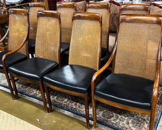 Vintage Drexel Cane Back Side Chairs (6) with a pair of Arm Chairs 