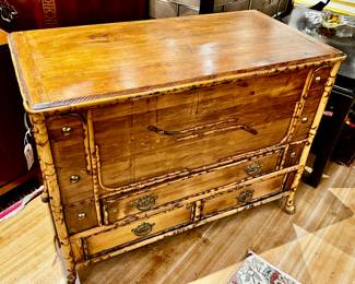 Vintage Bamboo and Wood Blanket Chest