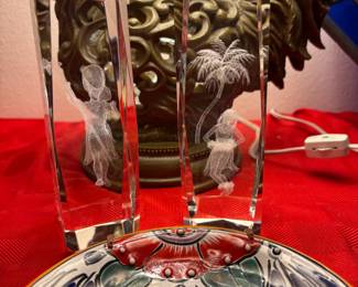 Crystal etched artwork solid glass