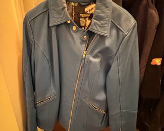 Blue leather jacket - Twiggy London 