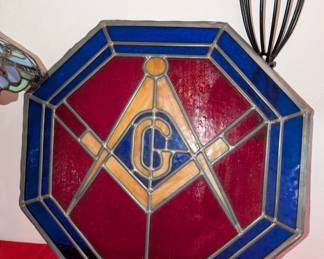 Large Freemason stained glass piece. 