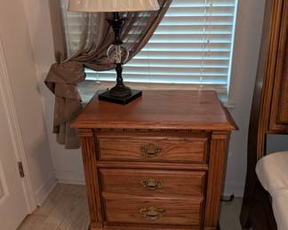 Oak end tables and lamps