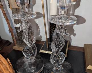Waterford Crystal seahorse candlestick holders
