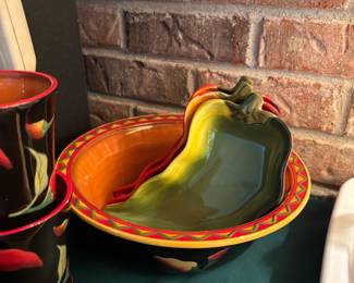 Clay Art brand, chili peppers dish set