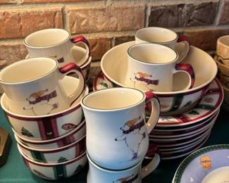 Pfaltzgraff Christmas set of dishes and mugs