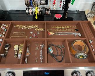 Bolo tie w/turquoise and silver, watches, Freemason belt buckle