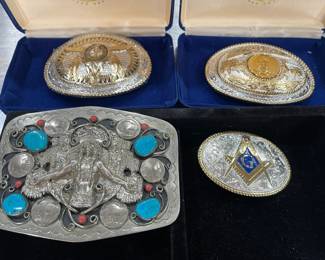 large silver belt buckles 