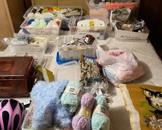 Crafters delight. Lots of new yarn and sewing supplies