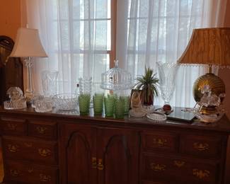 Nice dresser - part of a set,  and glassware