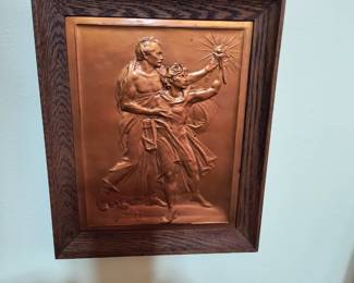 Jerome signed copper wall plaque 