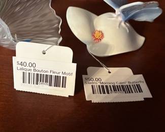 Lalique Bouton Fleur Motif, Lladro "Morning Calm" Butterfly