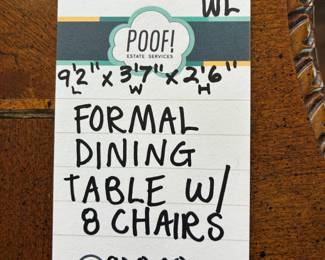 Formal Dining Table w/ 8 Chairs