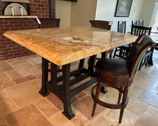 Frontgate Swivel Counter Chair, Marble Bar Top Table