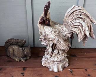 146 ConcreteRoosterSquirrelYardDecorations