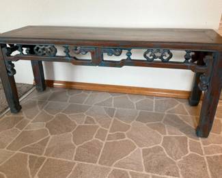 73 DarkWoodBenchwithBlueGlazeOverlay