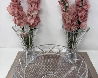 40 JGDurandCutCrystalBowl2MatchingVases