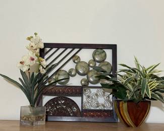 16 SquareMetalWallArtFauxFloralArrangements