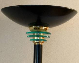 21 GreenMetalUplightHalogenFloorLampwithGlassRingDesign