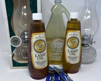 209 2LamplightFarmsOilLampsWithWicksLampOil