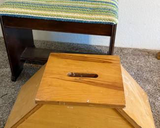87 AntiqueVanityBenchPlusHandyStepStool