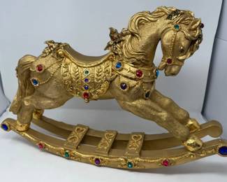 46 LargeGoldHolidayRockingHorse
