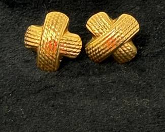 78 14KGoldCrossRopeEarrings2gTotalWeight