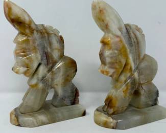 28 CarvedOnyxDonkeyBookendsorStatues