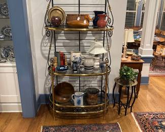 Great Iron and Brass trimmed Bakers Rack! Very heavy