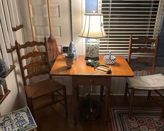 Antique Cherry Drop Leaf Table. And one of the many wonderful Lamps in this home
