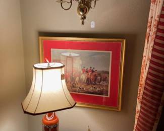 Hunt scene print, lamps and sconces sale pending