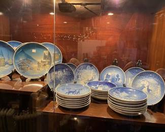 B & G blue and white Christmas plates from the 1960s, 1970s, 1980s and 1990s